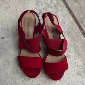 American Eagle Outfitters Red Sandals with Crisscross Straps